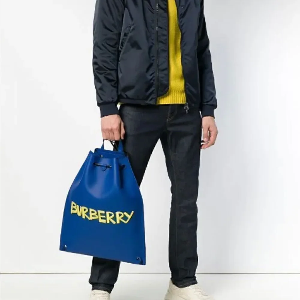 Burberry Unisex backpack 100% new leather Blue‎